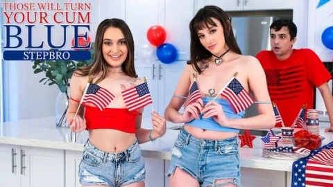 Lana & Sera Cum Dye Fun with Stepbro